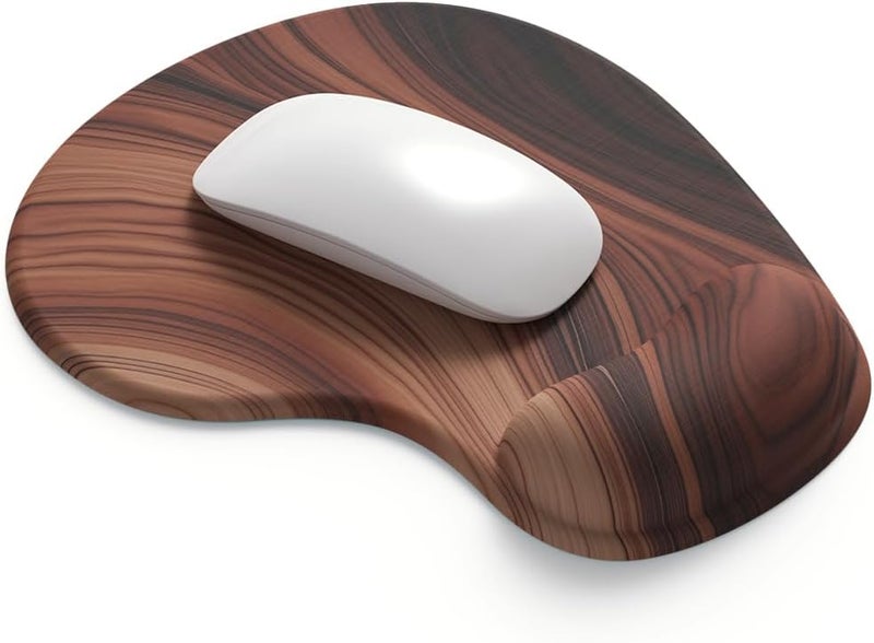 DemonChest Office Mousepad with Gel Wrist Support - Ergonomic Gaming Desktop Mouse Pad Wrist Rest - Design Gamepad Mat Rubber Base for Laptop Computer -Silicone Non-Slip Special-Textured Surface (12Walnut) - Image 1